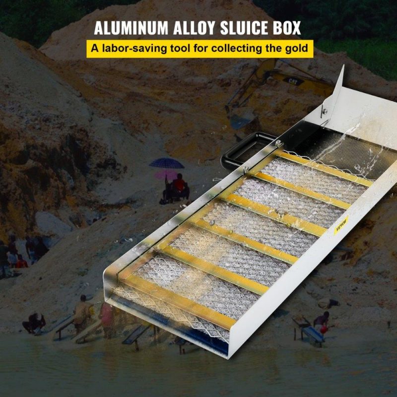 Outdoor Hand Tools | Aluminum Alloy Sluice Box, Compact 36″ Mini Sluice Boxes for Gold, Lightweight Gold Sluice Equipment, Portable Sluice Boxes w/Miner’s Moss, River, Creek, Gold Panning, Prospecting, Dredging Lawn & Garden Outdoor Hand Tools