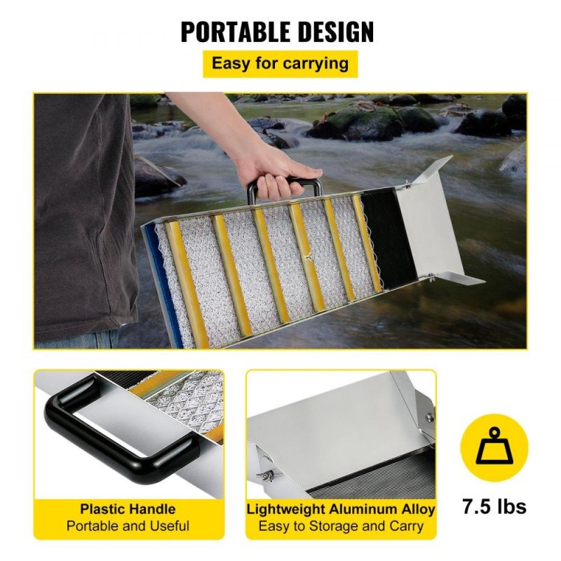 Outdoor Hand Tools | Aluminum Alloy Sluice Box, Compact 36″ Mini Sluice Boxes for Gold, Lightweight Gold Sluice Equipment, Portable Sluice Boxes w/Miner’s Moss, River, Creek, Gold Panning, Prospecting, Dredging Lawn & Garden Outdoor Hand Tools