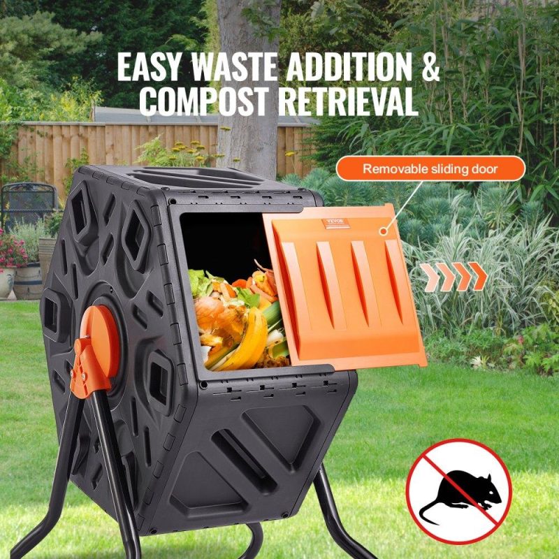 Outdoor Hand Tools | Compost Bin, 18.5-Gal Composting Tumbler, Compact Single Rotating Chamber with Sliding Door and Steel Frame, BPA Free  Small Composter Bin Tumbler for Garden, Kitchen, Yard, Outdoor Lawn & Garden Outdoor Hand Tools