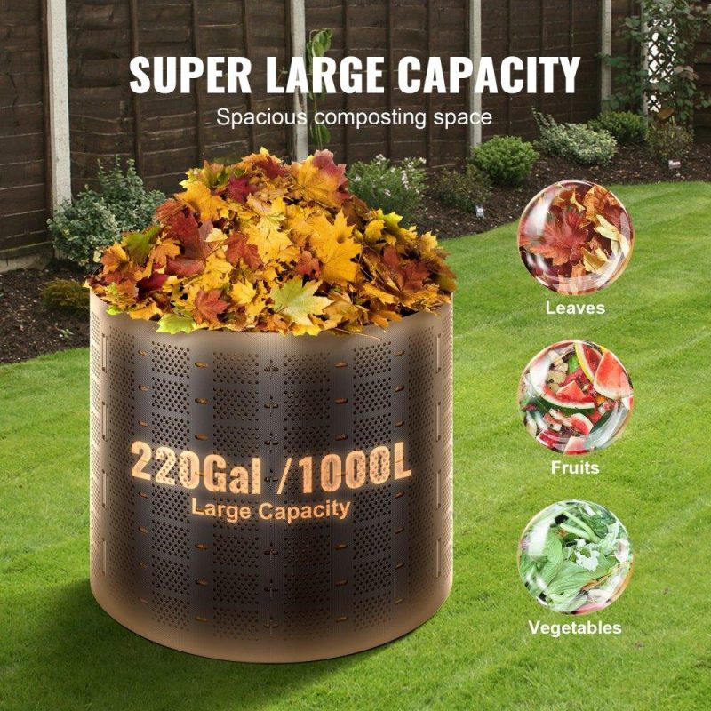 Outdoor Hand Tools | Compost Bin 220 Gallon, Outdoor Expandable Composter, Easy to Setup & Large Capacity Composting Bin, Fast Creation of Fertile Soil Lawn & Garden Outdoor Hand Tools