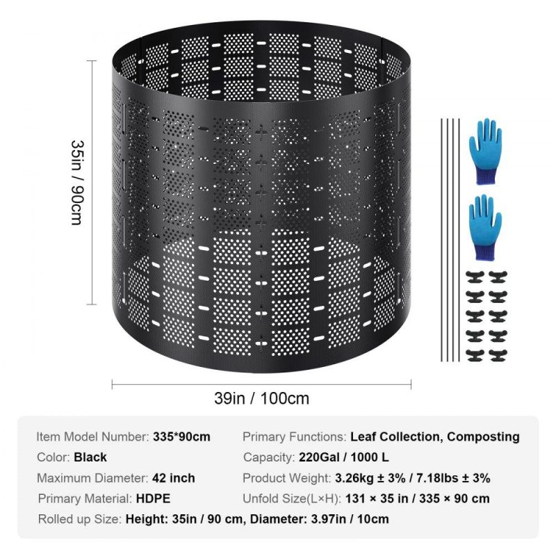 Outdoor Hand Tools | Compost Bin 220 Gallon, Outdoor Expandable Composter, Easy to Setup & Large Capacity Composting Bin, Fast Creation of Fertile Soil Lawn & Garden Outdoor Hand Tools