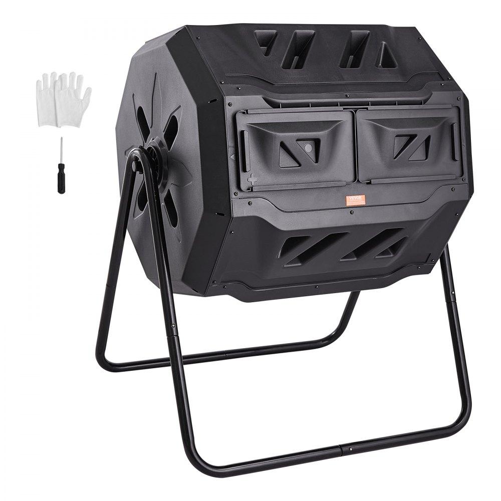 Outdoor Hand Tools | Compost Bin, 43-Gal Dual Chamber Composting Tumbler, Large Tumbling Rotating Composter with 2 Sliding Doors and Steel Frame, BPA Free Composter Bin Tumbler for Garden, Kitchen, Yard, Outdoor Lawn & Garden Outdoor Hand Tools