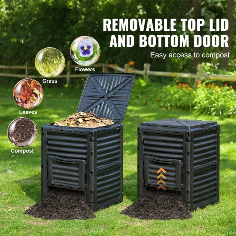 Outdoor Hand Tools | Garden Compost Bin 80 Gal, BPA Free Composter, Large Capacity Outdoor Composting Bin with Top Lid and Bottom Door, Easy Assembling, Lightweight, Fast Creation of Fertile Soil Lawn & Garden Outdoor Hand Tools