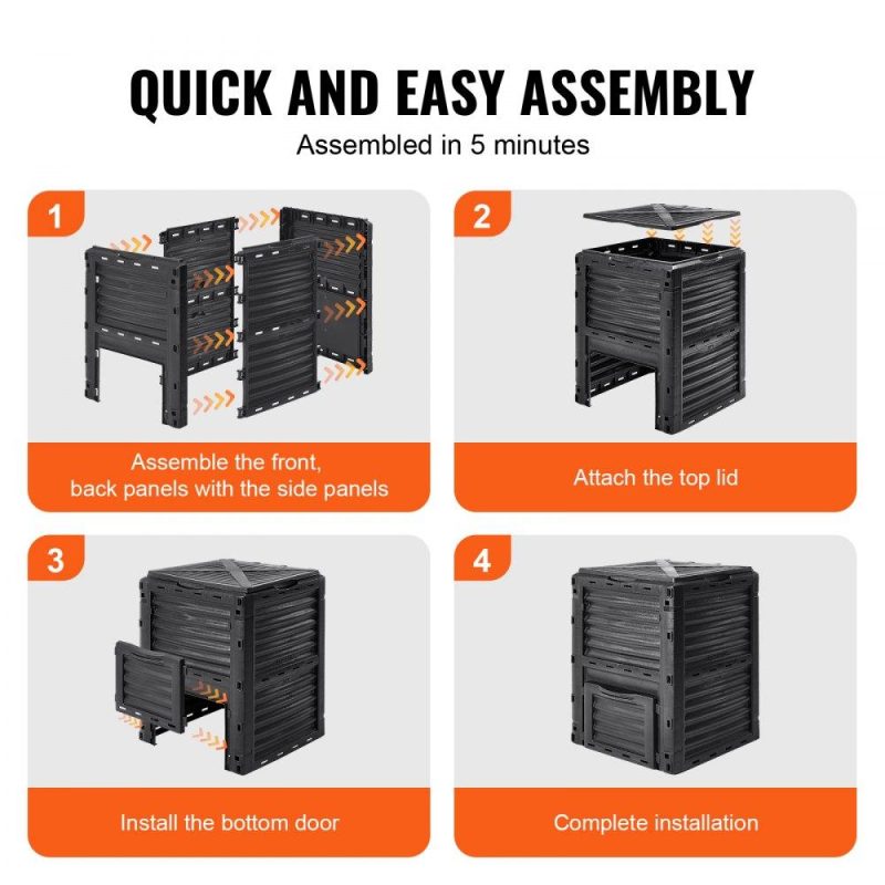 Outdoor Hand Tools | Garden Compost Bin 80 Gal, BPA Free Composter, Large Capacity Outdoor Composting Bin with Top Lid and Bottom Door, Easy Assembling, Lightweight, Fast Creation of Fertile Soil Lawn & Garden Outdoor Hand Tools