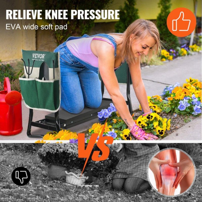 Outdoor Hand Tools | Garden Kneeler and Seat, 330 lbs Load Capacity, 8″ EVA Wide Pad, Foldable Garden Stool, Kneeling Bench for Gardening with Tool Bag, Gifts for Women, Grandparents, Seniors, Mom and Dad Lawn & Garden Outdoor Hand Tools