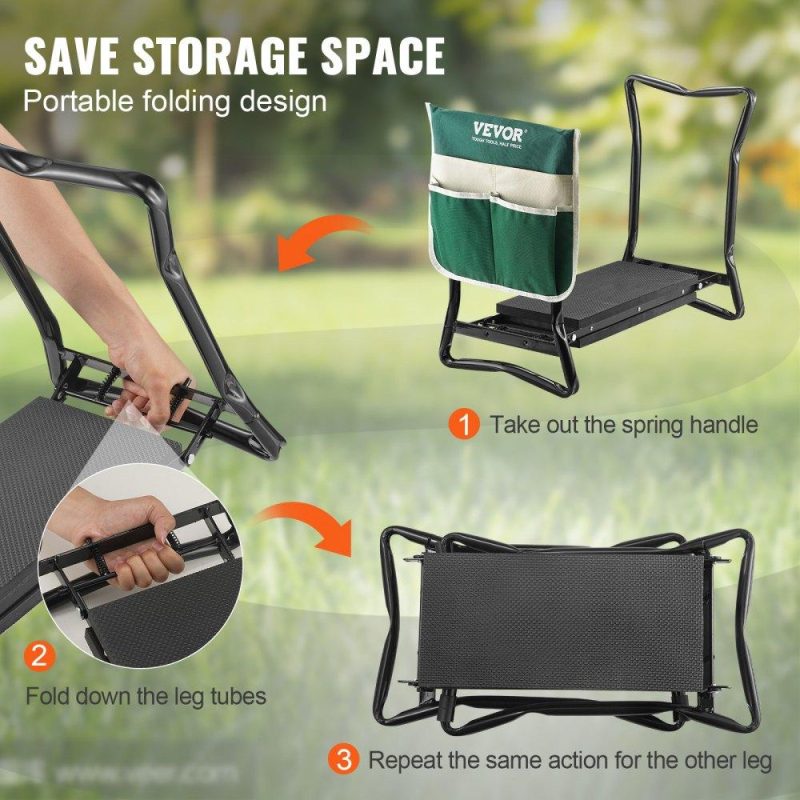 Outdoor Hand Tools | Garden Kneeler and Seat, 330 lbs Load Capacity, 8″ EVA Wide Pad, Foldable Garden Stool, Kneeling Bench for Gardening with Tool Bag, Gifts for Women, Grandparents, Seniors, Mom and Dad Lawn & Garden Outdoor Hand Tools