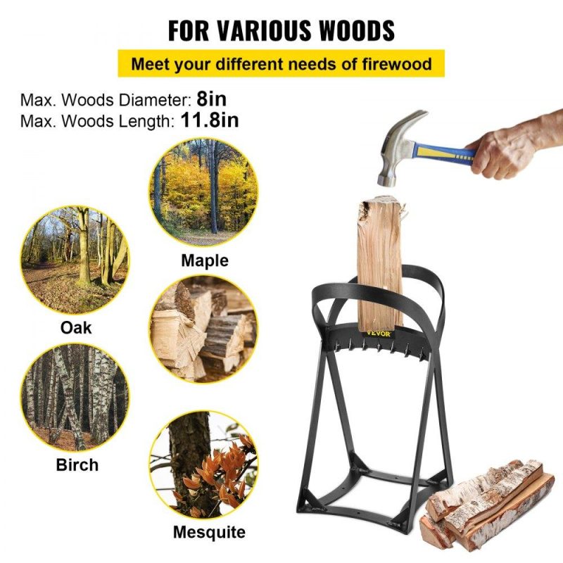 Outdoor Hand Tools | Log Splitter 20.3″ x 13.2″, Wood Splitter for 8″ Diameter Wood, Firewood Splitter 8.6 Lbs, Easy to Carry, Manual Log Splitter Made of Q235 Steel, with 4 Screws & Blade Cover, for Home, Campsite Lawn & Garden Outdoor Hand Tools