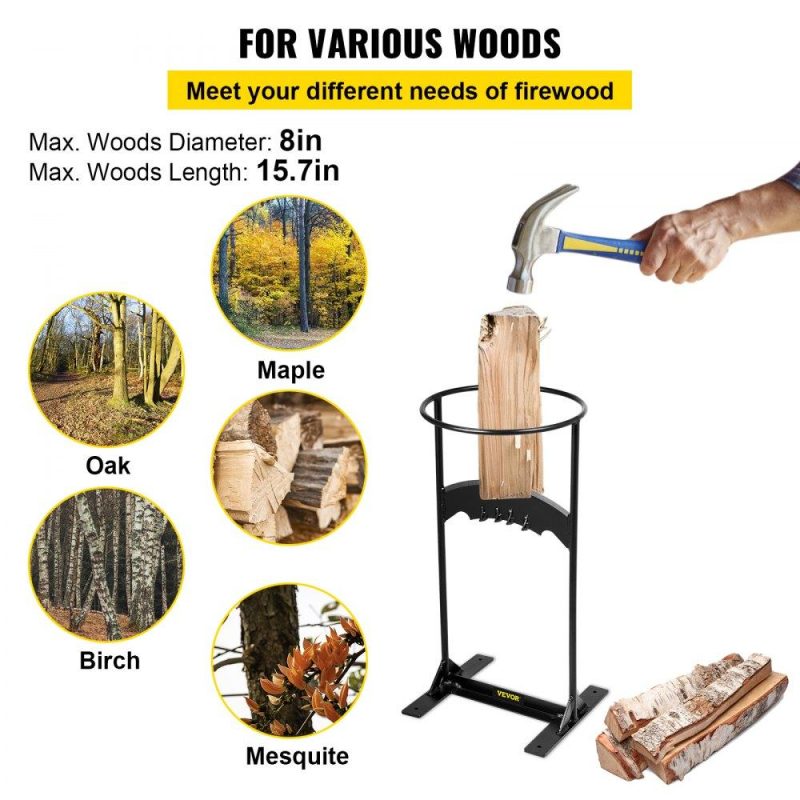 Outdoor Hand Tools | Log Splitter 21.8″ x 10.8″, Wood Splitter for 8″ Diameter Wood, Firewood Splitter 7.5 Lbs, Easy to Carry, Manual Log Splitter Made of Q235 Steel, with 4 Screws & Blade Cover, for Home, Campsite Lawn & Garden Outdoor Hand Tools