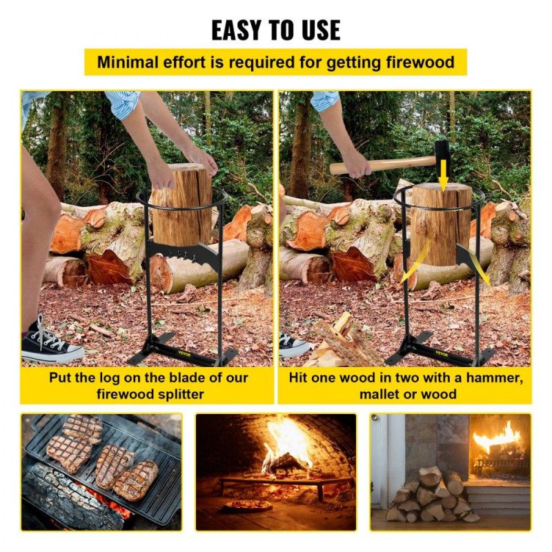 Outdoor Hand Tools | Log Splitter 21.8″ x 10.8″, Wood Splitter for 8″ Diameter Wood, Firewood Splitter 7.5 Lbs, Easy to Carry, Manual Log Splitter Made of Q235 Steel, with 4 Screws & Blade Cover, for Home, Campsite Lawn & Garden Outdoor Hand Tools