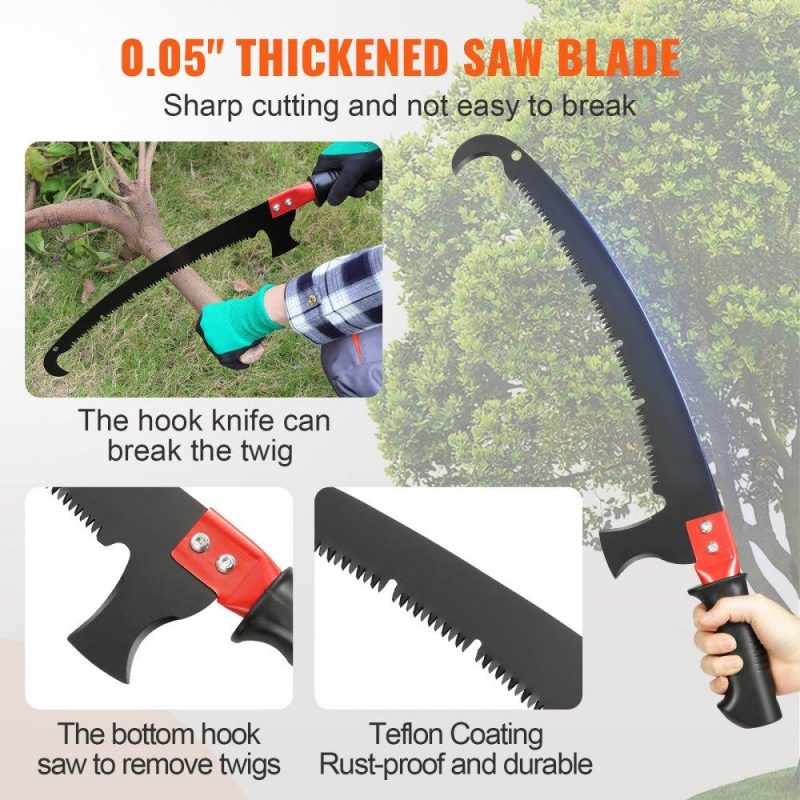 Outdoor Hand Tools | Manual Pole Saw, 4.9-20 ft Extendable Tree Pruner, Sharp Steel Blade for High Branches Trimming, with Lightweight Aluminum Alloy Handle and a Chenille Brush, for Pruning Palms and Shrubs Lawn & Garden Outdoor Hand Tools