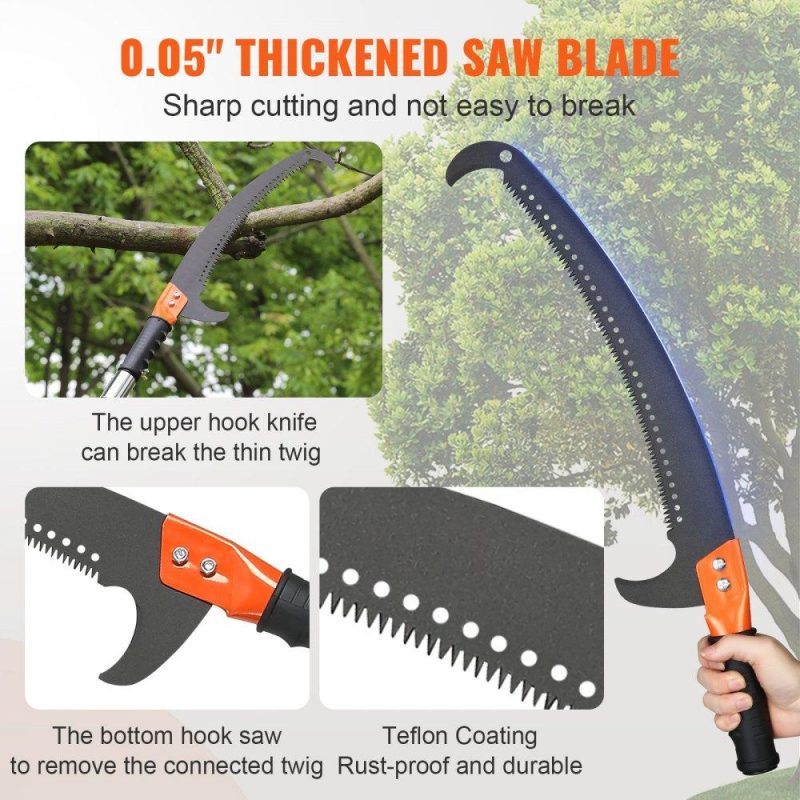 Outdoor Hand Tools | Manual Pole Saw, 7.3-27 ft Extendable Tree Pruner, Sharp Steel Blade High Branches Trimming, Manual Branch Trimmer with Lightweight 8 Fiberglass Handles, for Pruning Palms and Shrubs Lawn & Garden Outdoor Hand Tools