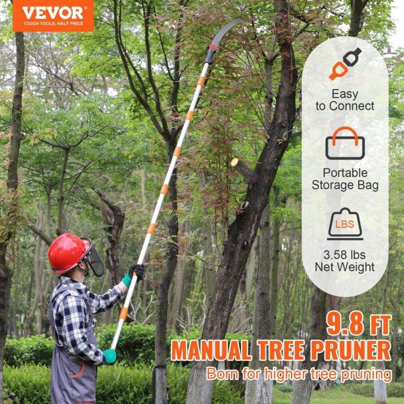 Outdoor Hand Tools | Manual Pole Saw,4.6-9.8 ft Extendable Tree Pruner, Sharp Steel Blade for High Branches Trimming, Manual Branch Trimmer with Lightweight Aluminum Alloy Handle, for Pruning Palms and Shrubs Lawn & Garden Outdoor Hand Tools