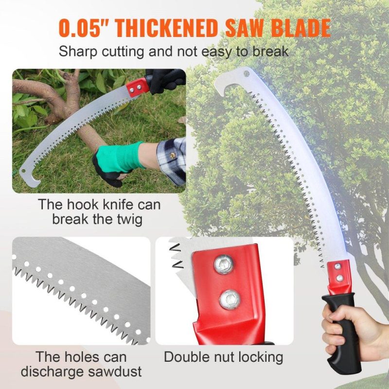 Outdoor Hand Tools | Manual Pole Saw,4.6-9.8 ft Extendable Tree Pruner, Sharp Steel Blade for High Branches Trimming, Manual Branch Trimmer with Lightweight Aluminum Alloy Handle, for Pruning Palms and Shrubs Lawn & Garden Outdoor Hand Tools