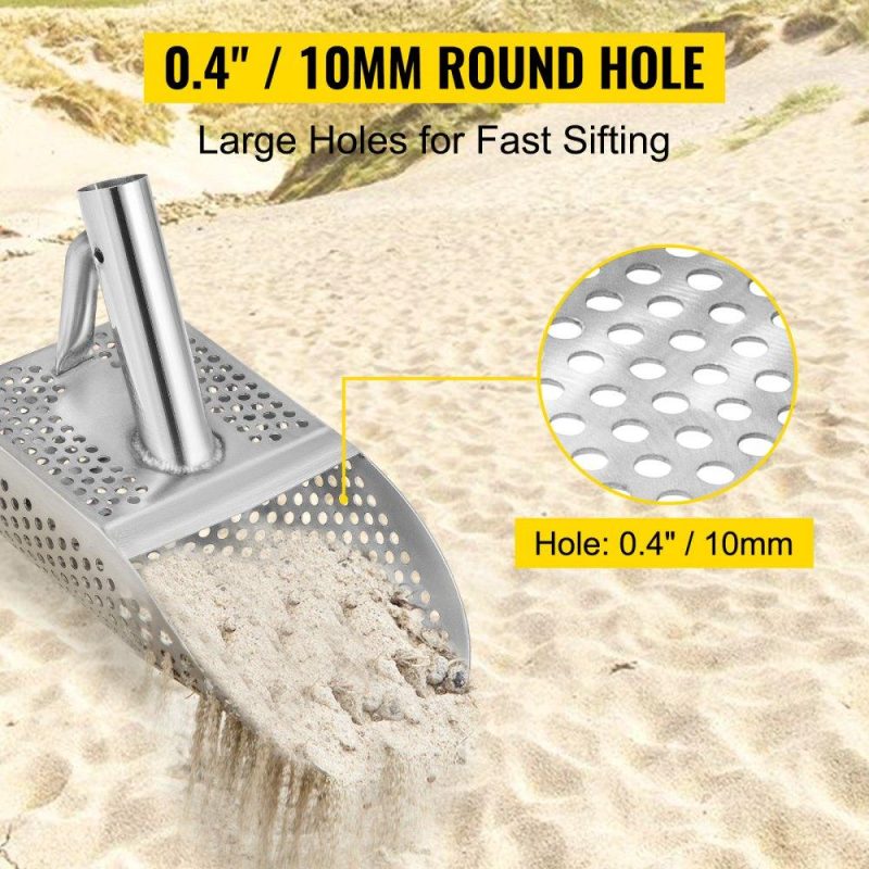 Outdoor Hand Tools | Metal Detector Sand Scoop, Stainless Steel Metal Detecting Beach Scoop Scoops, 10 MM Hole Beach Metal Detector Scoop, 2MM Sturdy Light Stainless Steel, for Metal Detecting and Treasure Hunting Lawn & Garden Outdoor Hand Tools