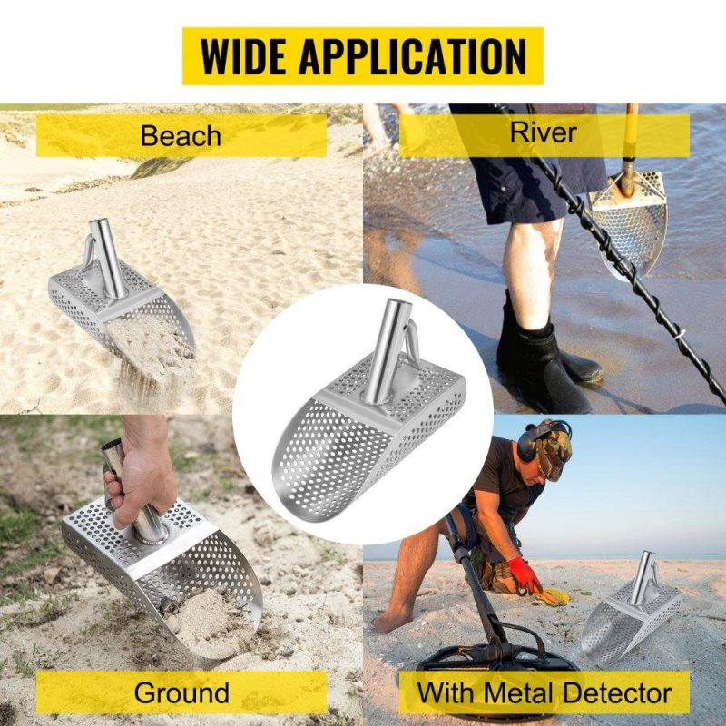 Outdoor Hand Tools | Metal Detector Sand Scoop, Stainless Steel Metal Detecting Beach Scoop Scoops, 10 MM Hole Beach Metal Detector Scoop, 2MM Sturdy Light Stainless Steel, for Metal Detecting and Treasure Hunting Lawn & Garden Outdoor Hand Tools