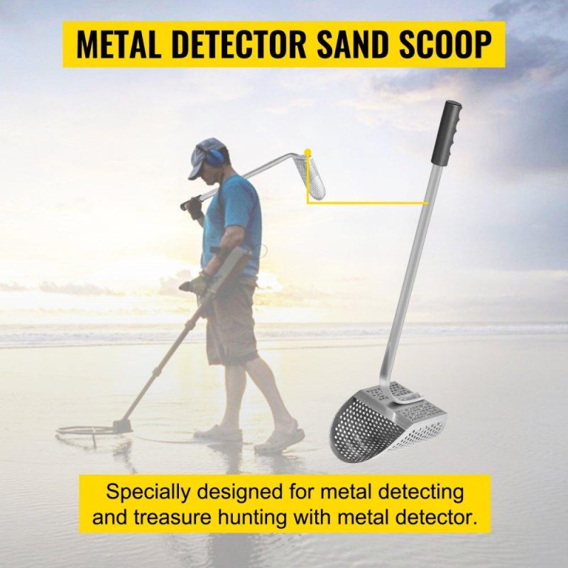 Outdoor Hand Tools | Metal Detector Sand Scoop, Stainless Steel Metal Detecting Beach Scoop Scoops, 10 MM Hole Beach Metal Detector Scoop Shovel, w/ Stainless Steel Handle Pole, for Metal Detecting Treasure Hunting Lawn & Garden Outdoor Hand Tools