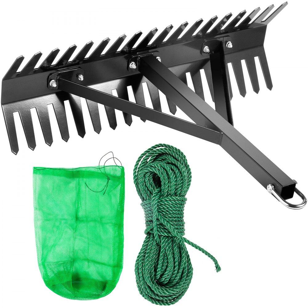 Outdoor Hand Tools | Pond Rake, 24 inch Aquatic Weed Rake, Double Sided Lake Weed Cutter, Clean Aquatic Weeds Muck Silt Lake Rakes, Weed Rakes Tool for Lake Pond Beach Landscaping, Lake Weed Rake with 66ft Rope Lawn & Garden Outdoor Hand Tools