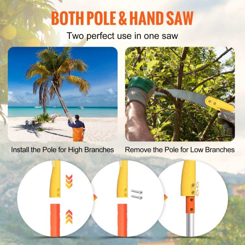 Outdoor Hand Tools | Tree Pruner Pole Saw 10 ft Extendable Aluminum Pole Sharp Steel Blade Lawn & Garden Outdoor Hand Tools