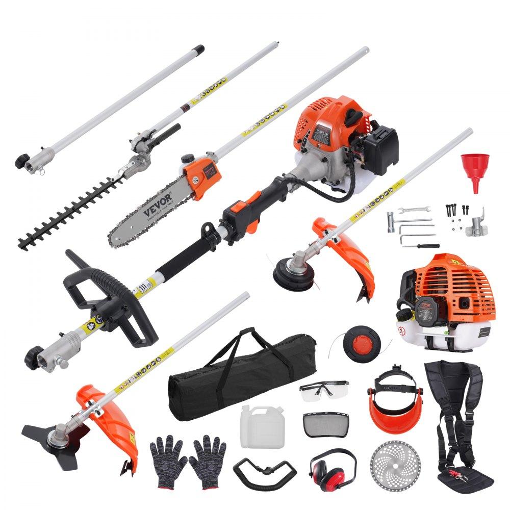 Outdoor Power Equipment | 43CC 6-in-1 Multi-Functional Trimming Tools, Gas Hedge Trimmer, Weed Eater, String Trimmer, Brush Cutter, Edger, Pole Saw Chainsaw Pruner with Extension Pole Lawn & Garden Outdoor Power Equipment