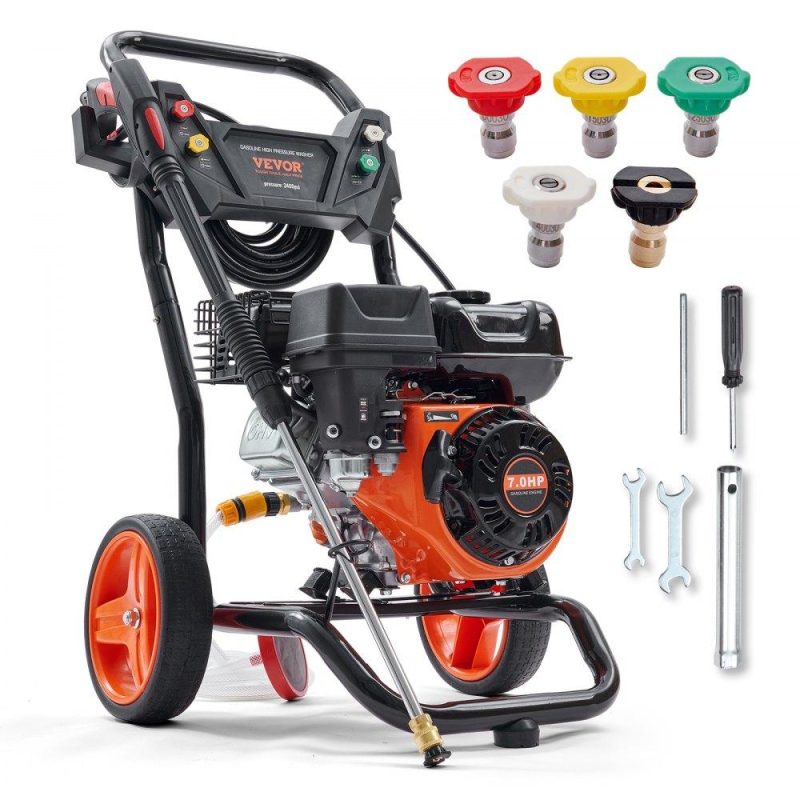 Outdoor Power Equipment | Gas Pressure Washer, 3400 PSI 2.6 GPM, Gas Powered Pressure Washer with Aluminum Pump, Spray Gun and Extension Wand, 5 Quick Connect Nozzles, for Cleaning Cars, Homes, Driveways, Patios Lawn & Garden Outdoor Power Equipment