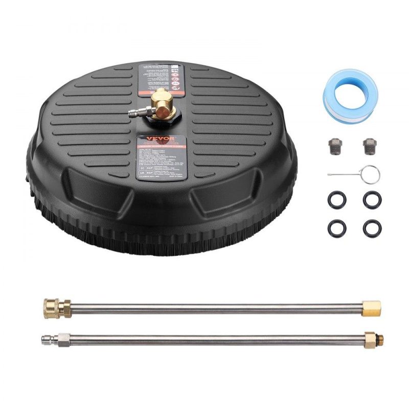 Outdoor Power Equipment | Pressure Washer Surface Cleaner Universal 15″, Pressure Washer Attachment 4000 Max PSI with 2 Extension Wand, 1/4″ Quick-Connect Connector Power Concrete Cleaner, For Floor Driveway, Patio Lawn & Garden Outdoor Power Equipment