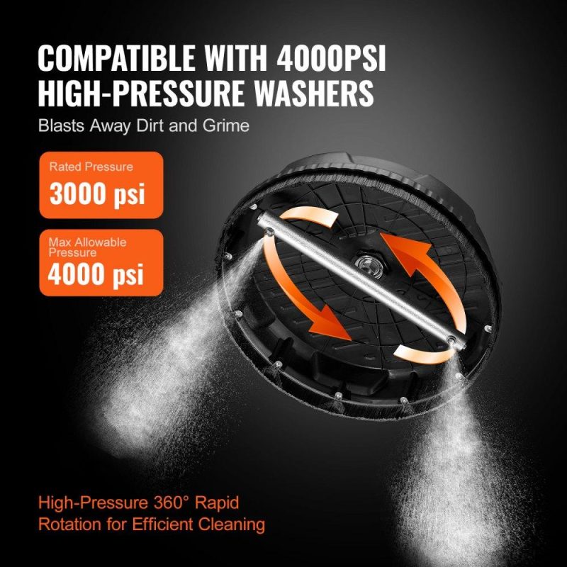 Outdoor Power Equipment | Pressure Washer Surface Cleaner Universal 15″, Pressure Washer Attachment 4000 Max PSI with 2 Extension Wand, 1/4″ Quick-Connect Connector Power Concrete Cleaner, For Floor Driveway, Patio Lawn & Garden Outdoor Power Equipment