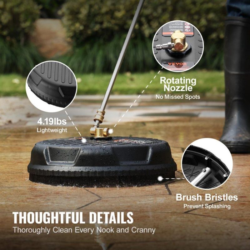 Outdoor Power Equipment | Pressure Washer Surface Cleaner Universal 15″, Pressure Washer Attachment 4000 Max PSI with 2 Extension Wand, 1/4″ Quick-Connect Connector Power Concrete Cleaner, For Floor Driveway, Patio Lawn & Garden Outdoor Power Equipment