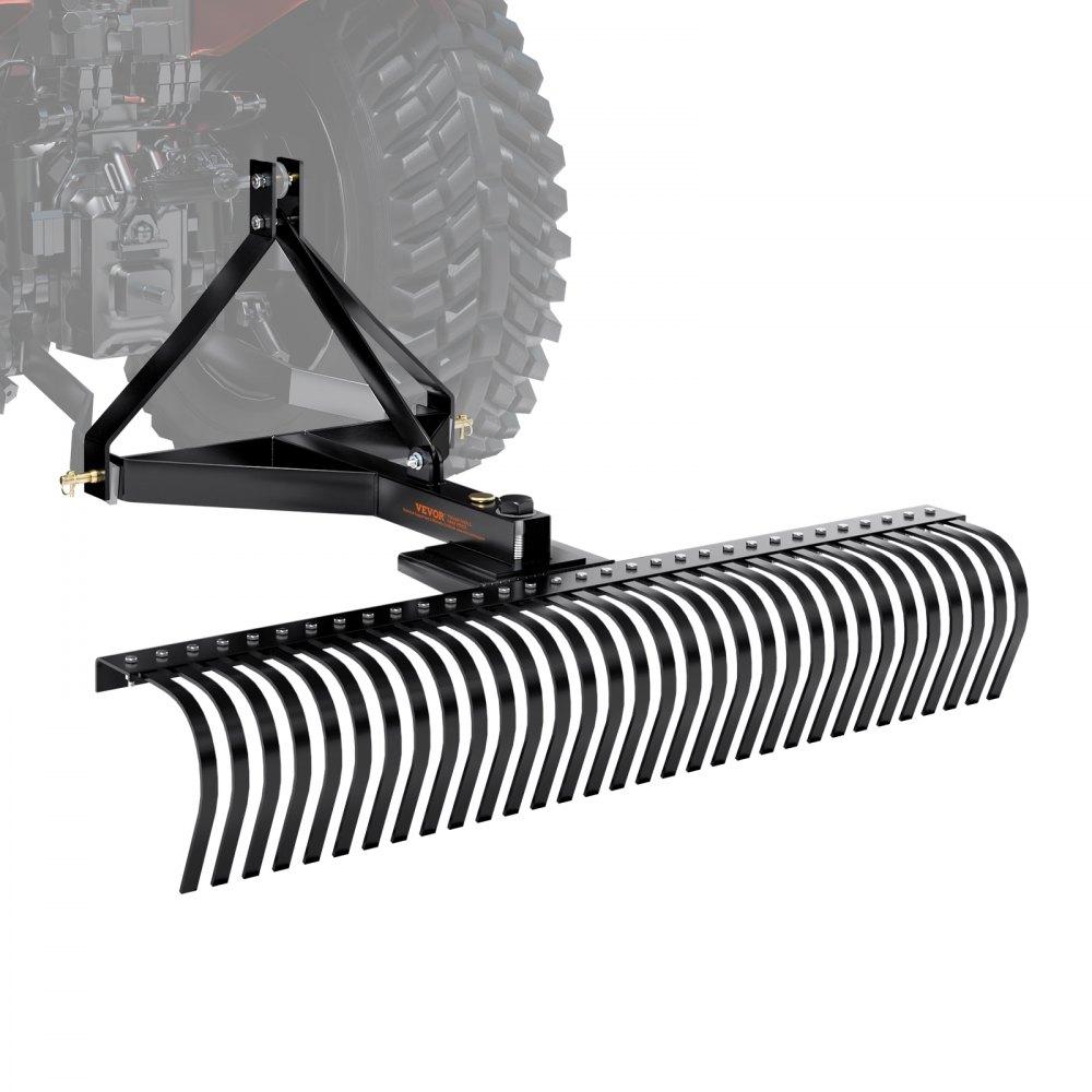 Outdoor Power Equipment | Pull-Behind Thatch Remover, 60″ Width, Equipped with 32 Durable Steel Prongs, Tractor-Compatible 3-Point Hitch Garden Rake, Ideal for Soil Preparation and Grass Maintenance Lawn & Garden Outdoor Power Equipment