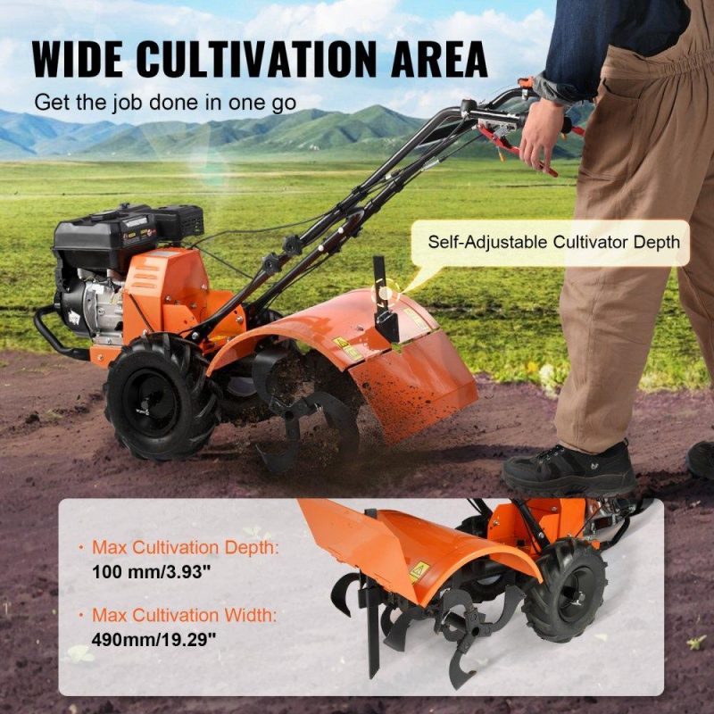 Outdoor Power Equipment | Tiller Cultivator, 212CC 4-Stroke Garden Cultivator, Tiller with 4 Steel Adjustable Rear Tines for Lawn, Garden and Field Soil Cultivation Lawn & Garden Outdoor Power Equipment