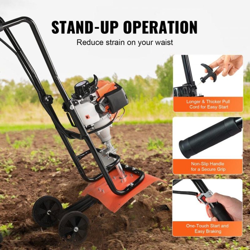 Outdoor Power Equipment | Tiller Cultivator, 31CC 4-Stroke Garden Cultivator, Tiller with 4 Steel Adjustable Front Tines for Lawn, Garden and Field Cultivation Lawn & Garden Outdoor Power Equipment