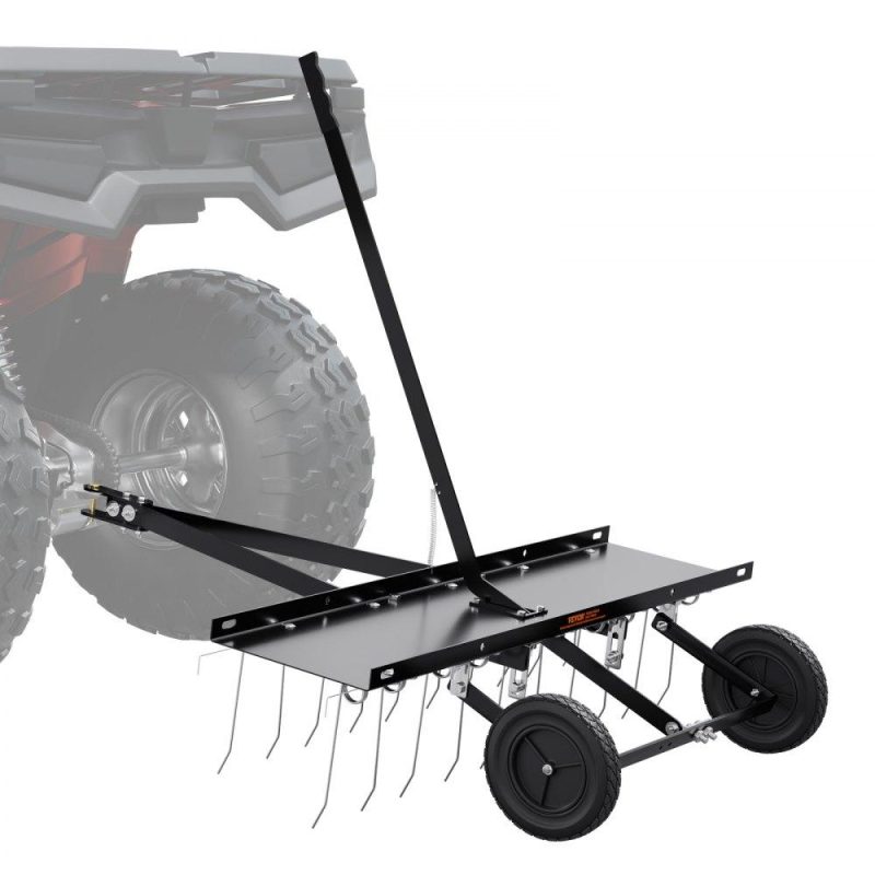 Outdoor Power Equipment | Tow Behind Dethatcher, 40-inch Tow Dethatcher with 20 Spring Steel Tines, Lawn Dethatcher Rake for ATV or Mower, Tow Behind Lawn Rake with Lift Handle for Garden Farm Grass Lawn & Garden Outdoor Power Equipment