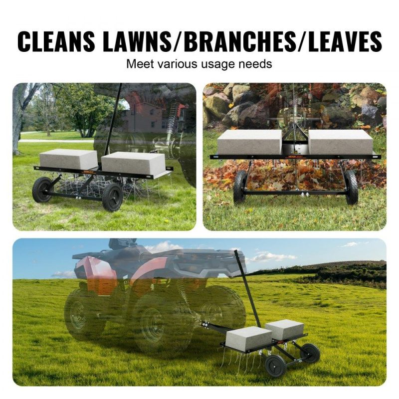 Outdoor Power Equipment | Tow Behind Dethatcher, 40-inch Tow Dethatcher with 20 Spring Steel Tines, Lawn Dethatcher Rake for ATV or Mower, Tow Behind Lawn Rake with Lift Handle for Garden Farm Grass Lawn & Garden Outdoor Power Equipment