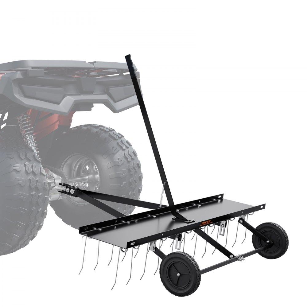 Outdoor Power Equipment | Tow Behind Dethatcher, 48-inch Tow Dethatcher with 24 Spring Steel Tines, Lawn Dethatcher Rake for ATV or Mower, Tow Behind Lawn Rake with Lift Handle for Garden Farm Grass Lawn & Garden Outdoor Power Equipment