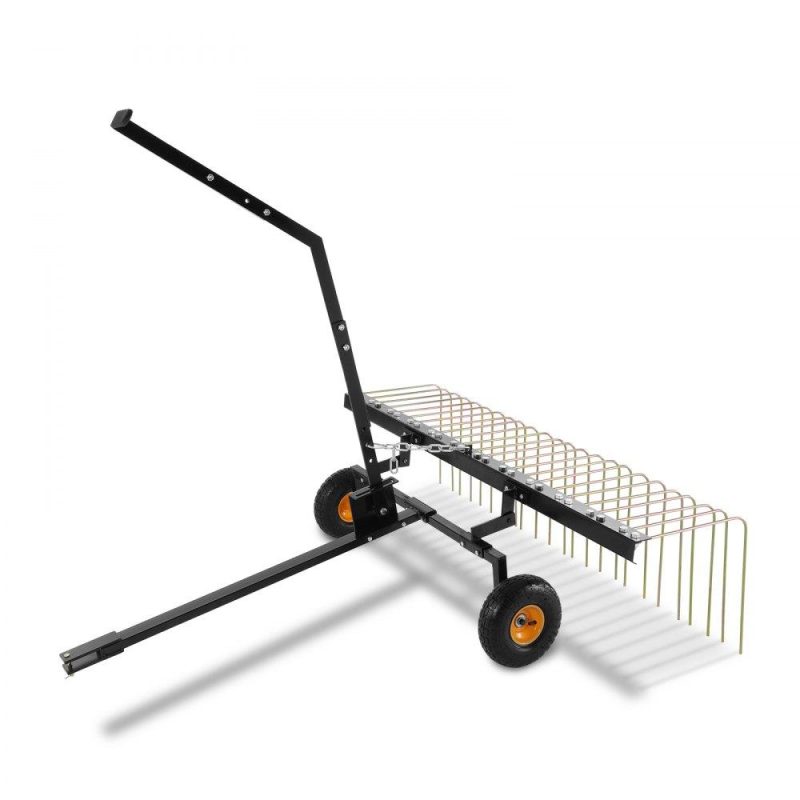 Outdoor Power Equipment | Tow Behind Dethatcher, 60-inch Tow Dethatcher with 24 Steel Tines, Lawn Dethatcher Rake for ATV or Mower, Tow Behind Lawn Rake with Lift Handle for Leaves, Pine Needles, and Grass Lawn & Garden Outdoor Power Equipment