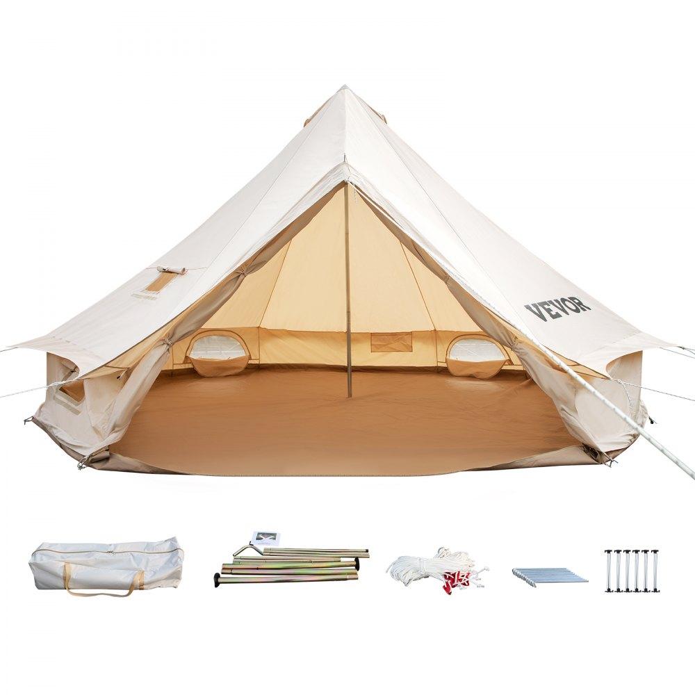 Patio Furniture & Accessories | 10-12 Person Canvas Glamping Bell Tent, Breathable Waterproof Yurt Tent with Stove Jack and Detachable Side Wall for Family Camping, 20’x20’x138″(Diameter 6M) Lawn & Garden Patio Furniture & Accessories