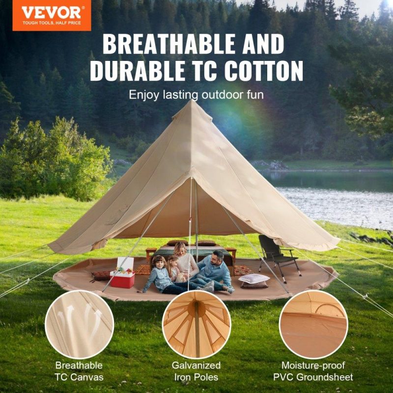 Patio Furniture & Accessories | 10-12 Person Canvas Glamping Bell Tent, Breathable Waterproof Yurt Tent with Stove Jack and Detachable Side Wall for Family Camping, 20’x20’x138″(Diameter 6M) Lawn & Garden Patio Furniture & Accessories