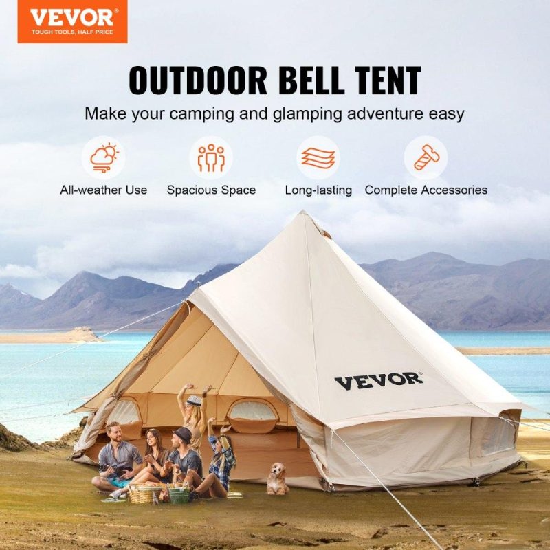 Patio Furniture & Accessories | 10-12 Person Canvas Glamping Bell Tent, Breathable Waterproof Yurt Tent with Stove Jack and Detachable Side Wall for Family Camping, 20’x20’x138″(Diameter 6M) Lawn & Garden Patio Furniture & Accessories