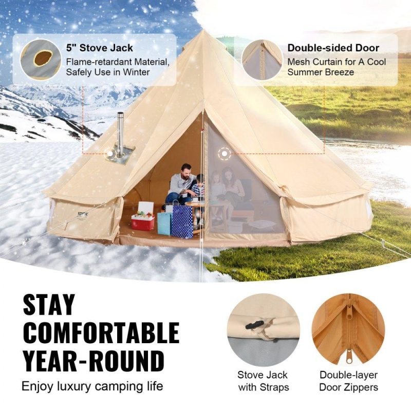 Patio Furniture & Accessories | 10-12 Person Canvas Glamping Bell Tent, Breathable Waterproof Yurt Tent with Stove Jack and Detachable Side Wall for Family Camping, 20’x20’x138″(Diameter 6M) Lawn & Garden Patio Furniture & Accessories