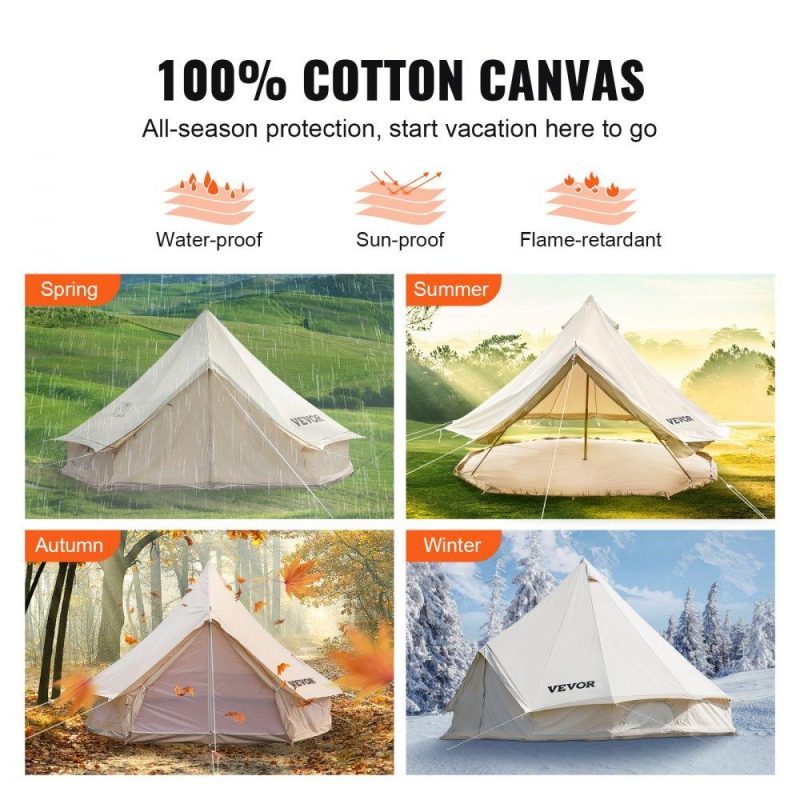 Patio Furniture & Accessories | 10-12 Person Canvas Glamping Bell Tent, Breathable Waterproof Yurt Tent with Stove Jack and Detachable Side Wall for Family Camping, 20’x20’x138″(Diameter 6M) Lawn & Garden Patio Furniture & Accessories