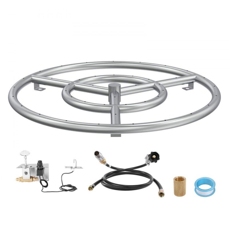 Patio Furniture & Accessories | 18 inch Round Drop-in Fire Pit Pan, Stainless Steel Fire Pit Burner Kit, Natural & Propane Gas Fire Pan with 150,000 BTU for Indoor or Outdoor Use Lawn & Garden Patio Furniture & Accessories