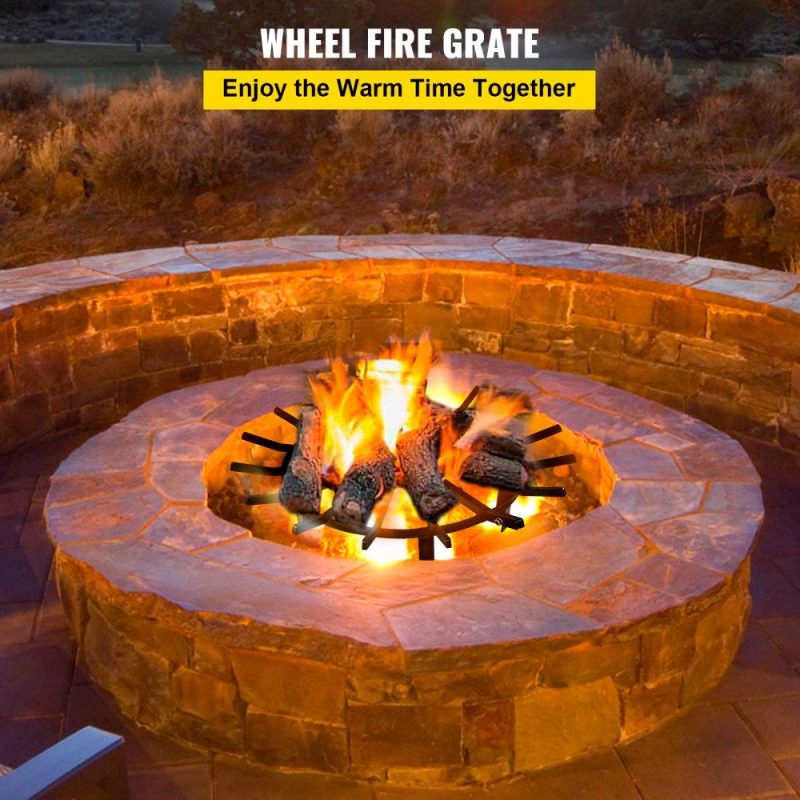 Patio Furniture & Accessories | 28in Fire Grate Log Grate ,Wagon Wheel Firewood Grates 16 Iron Bars, Fireplace Grates Burning Rack Holder 6 Legs for Indoor Chimney, Hearth Wood Stove and Outdoor Camping Fire Pit Lawn & Garden Patio Furniture & Accessories