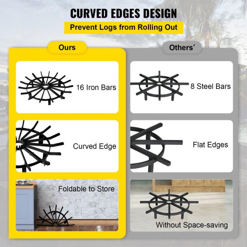 Patio Furniture & Accessories | 28in Fire Grate Log Grate ,Wagon Wheel Firewood Grates 16 Iron Bars, Fireplace Grates Burning Rack Holder 6 Legs for Indoor Chimney, Hearth Wood Stove and Outdoor Camping Fire Pit Lawn & Garden Patio Furniture & Accessories