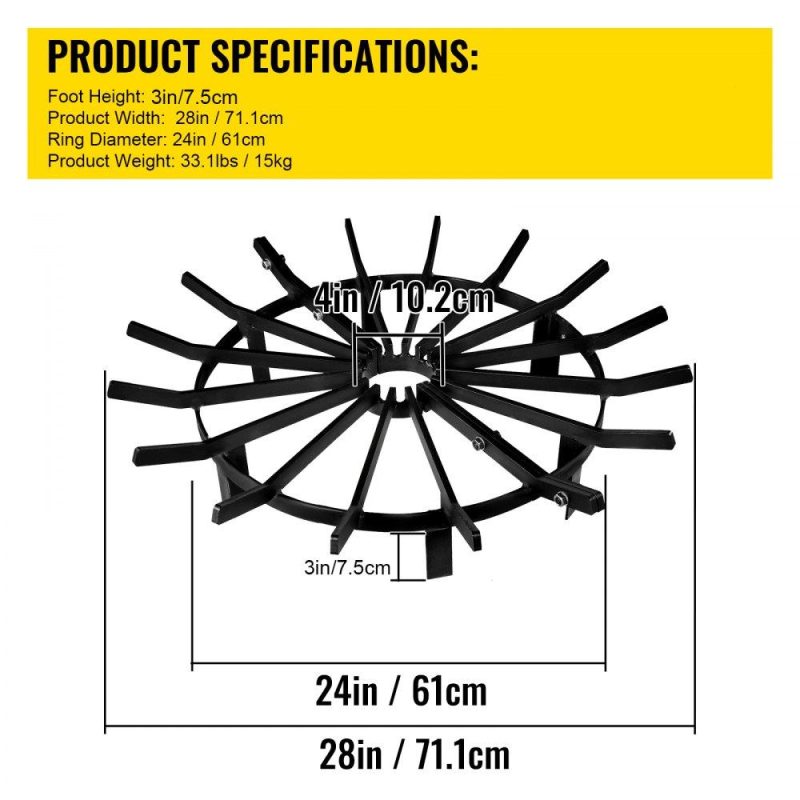 Patio Furniture & Accessories | 28in Fire Grate Log Grate ,Wagon Wheel Firewood Grates 16 Iron Bars, Fireplace Grates Burning Rack Holder 6 Legs for Indoor Chimney, Hearth Wood Stove and Outdoor Camping Fire Pit Lawn & Garden Patio Furniture & Accessories