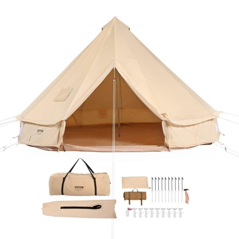 Patio Furniture & Accessories | 3-5 Person Canvas Glamping Bell Tent, Breathable Waterproof Yurt Tent with Stove Jack and Detachable Side Wall for Family Camping, 10’x 10’x98″(Diameter 3M) Lawn & Garden Patio Furniture & Accessories