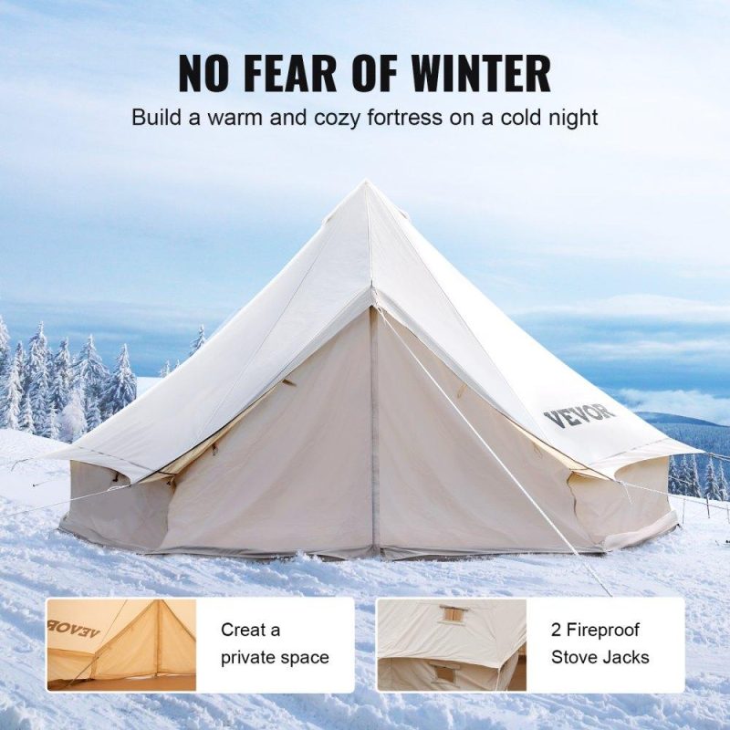 Patio Furniture & Accessories | 3-5 Person Canvas Glamping Bell Tent, Breathable Waterproof Yurt Tent with Stove Jack and Detachable Side Wall for Family Camping, 10’x 10’x98″(Diameter 3M) Lawn & Garden Patio Furniture & Accessories