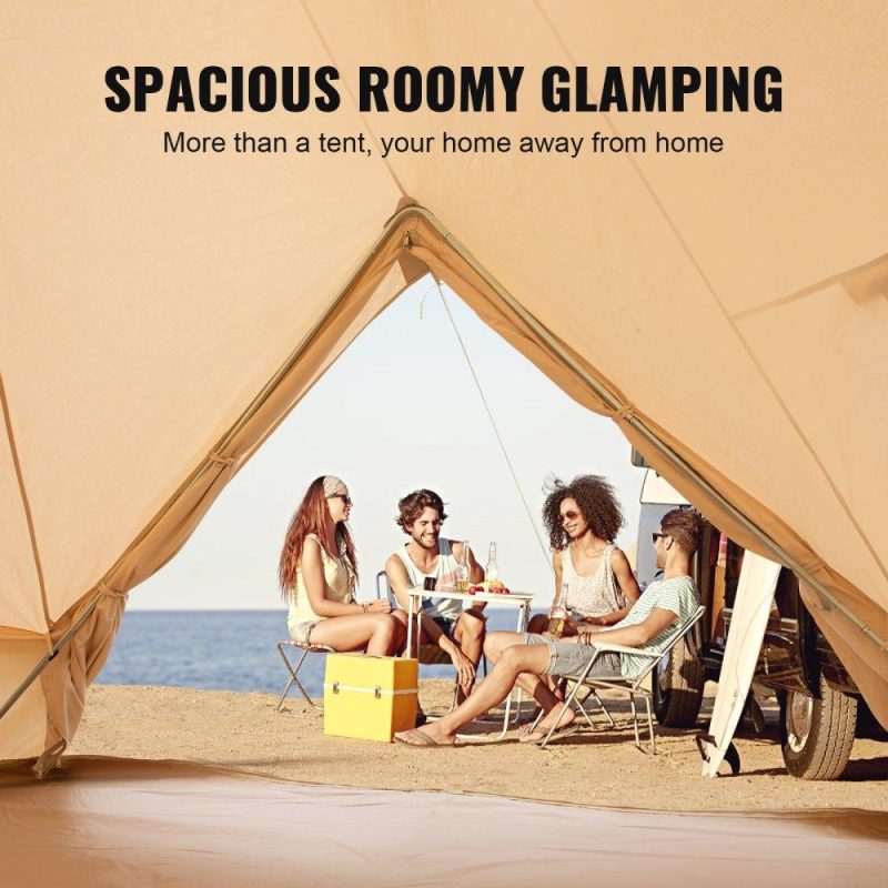 Patio Furniture & Accessories | 5-8 Person Canvas Glamping Bell Tent, Breathable Waterproof Yurt Tent with Stove Jack and Detachable Side Wall for Family Camping,13’x 13’x98″(Diameter 4M) Lawn & Garden Patio Furniture & Accessories