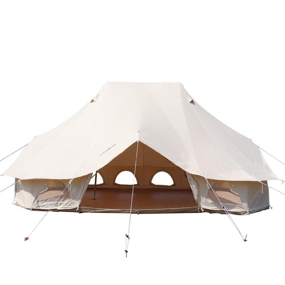 Patio Furniture & Accessories | 6m Bell Tent 19.7×13.1×9.8 ft Yurt Beige Canvas Tent Cotton Glamping Tents 8-12 Person 4 Season Teepee Tent Portable for Adults Luxury Safari Tent for Family Outdoor Camping Lightweight Lawn & Garden Patio Furniture & Accessories