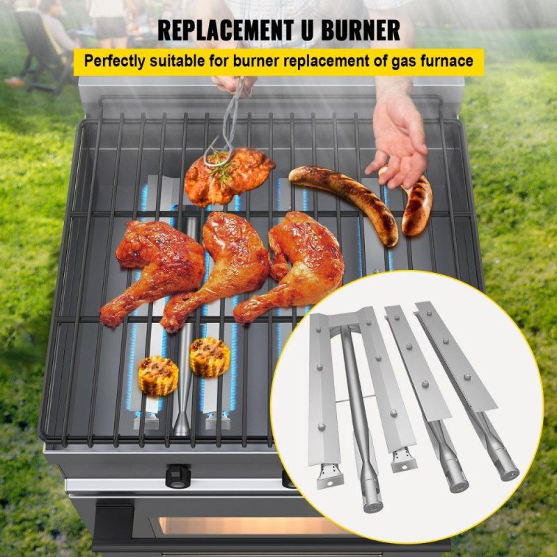 Patio Furniture & Accessories | BBQ Burners Replacement, Stainless Steel Burner Grill Part Kit, 3 Packs BBQ Burners Replacement, Grill Burner Replacement w/ Air Flap Barbecue Replacement Parts w/ Evenly Burning for Gas Grills Lawn & Garden Patio Furniture & Accessories