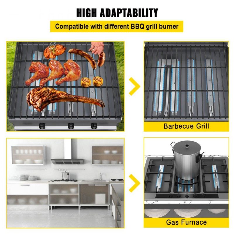 Patio Furniture & Accessories | BBQ Burners Replacement, Stainless Steel Burner Grill Part Kit, 3 Packs BBQ Burners Replacement, Grill Burner Replacement w/ Air Flap Barbecue Replacement Parts w/ Evenly Burning for Gas Grills Lawn & Garden Patio Furniture & Accessories