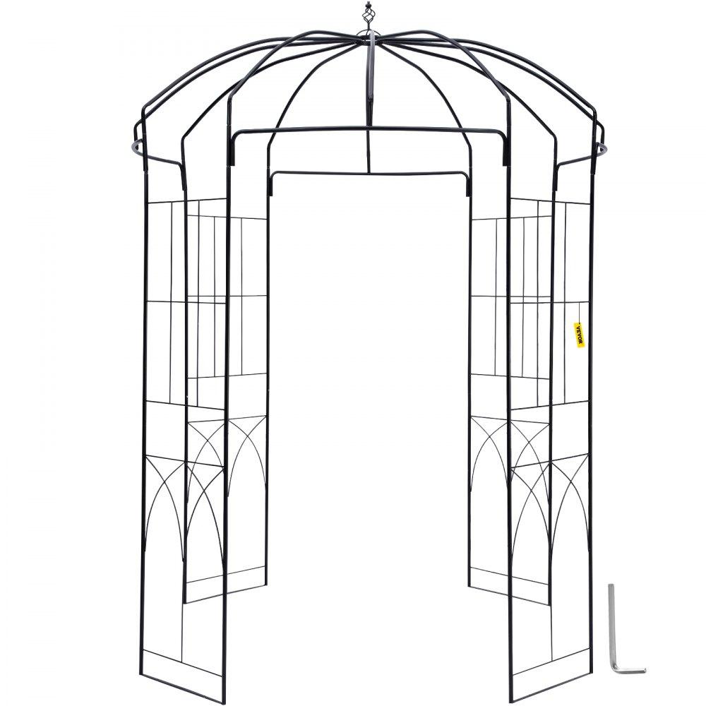 Patio Furniture & Accessories | Birdcage Shape Garden Arbor, 9′ High x 6.6′ Wide, Heavy Duty Wrought Iron Arbor, Wedding Arch Trellis for Climbing Vines in Outdoor Garden, Lawn, Backyard, Patio, Black Black Lawn & Garden Black